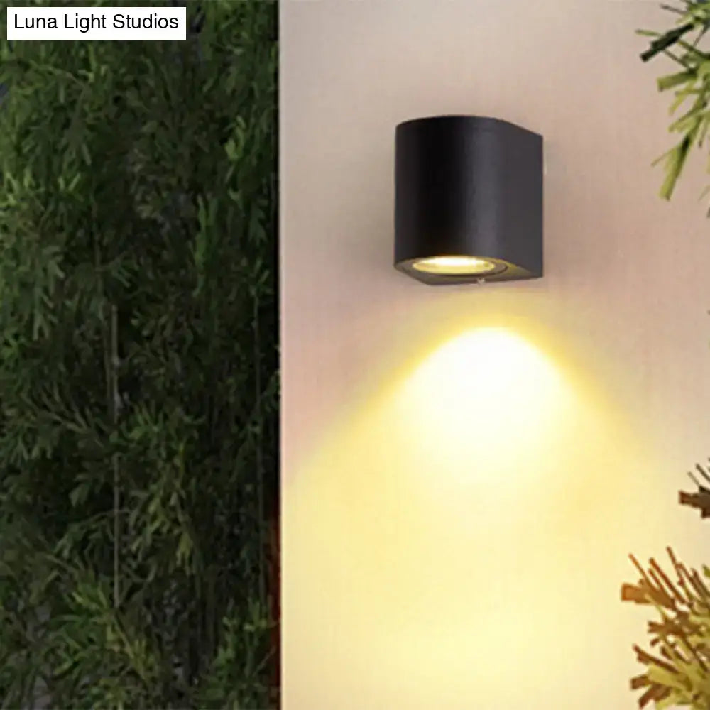 DecorBites™ Black Aluminum LED Outdoor Cylinder Wall Light - Minimalist Flush Wall Sconce
