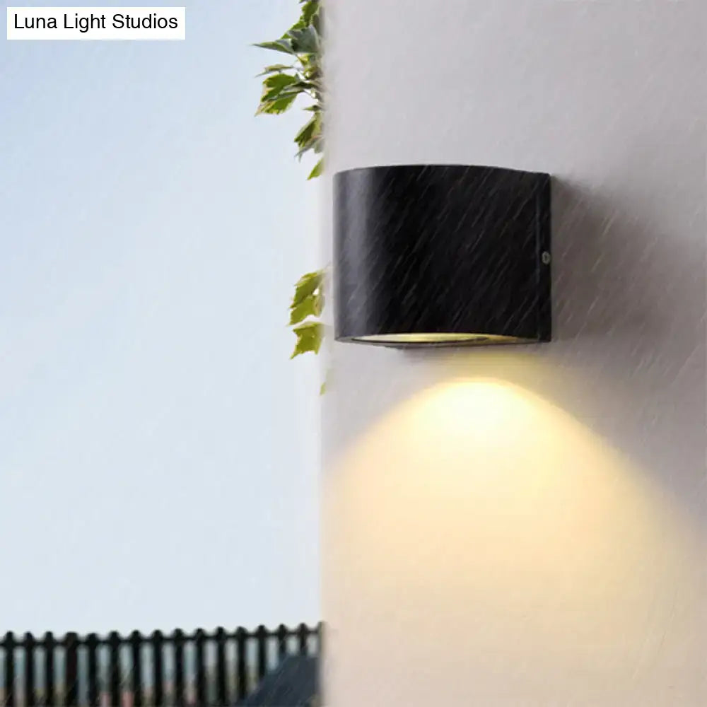 DecorBites™ Black Aluminum LED Outdoor Cylinder Wall Light - Minimalist Flush Wall Sconce