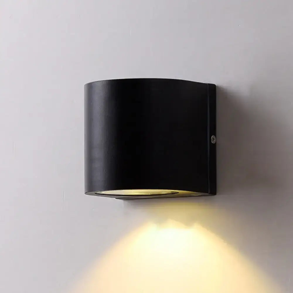 DecorBites™ Black Aluminum LED Outdoor Cylinder Wall Light - Minimalist Flush Wall Sconce