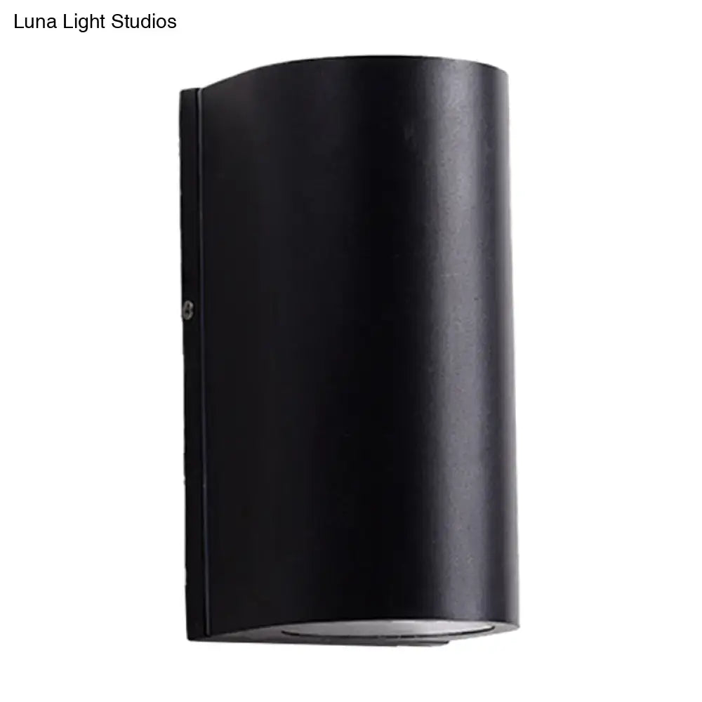 DecorBites™ Black Aluminum LED Outdoor Cylinder Wall Light - Minimalist Flush Wall Sconce