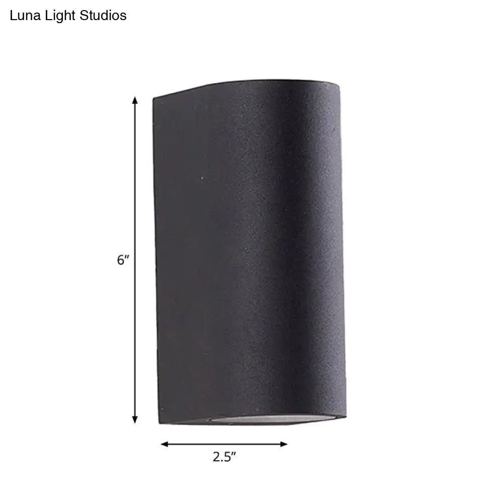 DecorBites™ Black Aluminum LED Outdoor Cylinder Wall Light - Minimalist Flush Wall Sconce