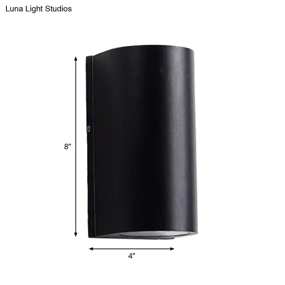 DecorBites™ Black Aluminum LED Outdoor Cylinder Wall Light - Minimalist Flush Wall Sconce