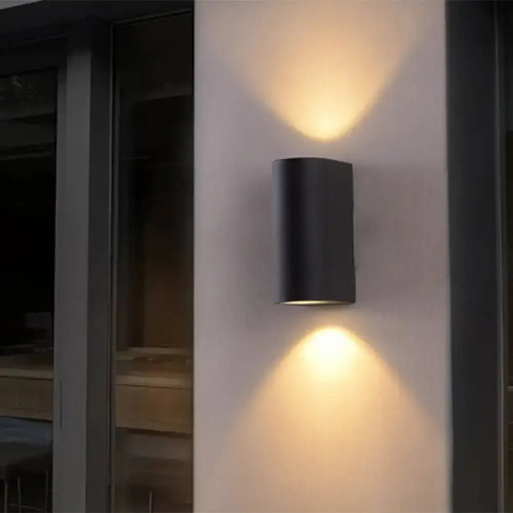 DecorBites™ Black Aluminum LED Outdoor Cylinder Wall Light - Minimalist Flush Wall Sconce