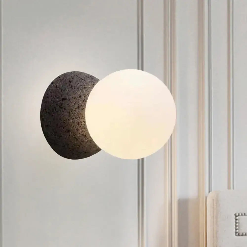 Minimalist black and white glass shade wall sconce bedroom light