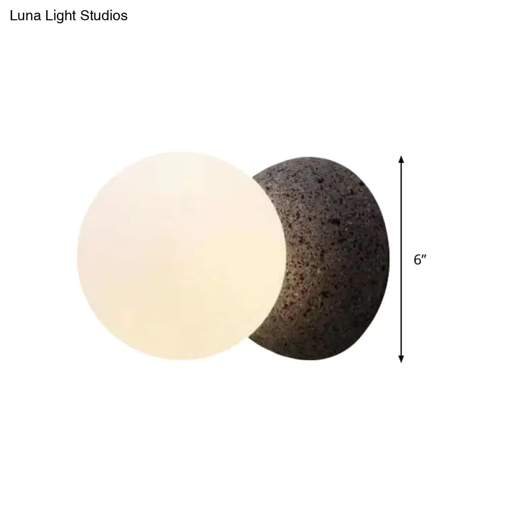 Minimalist black and white glass shade wall sconce bedroom light