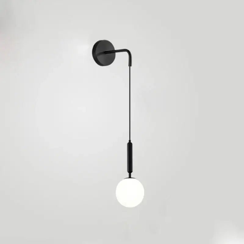 Minimalist black & brass glass ball wall lamp bedroom sconce