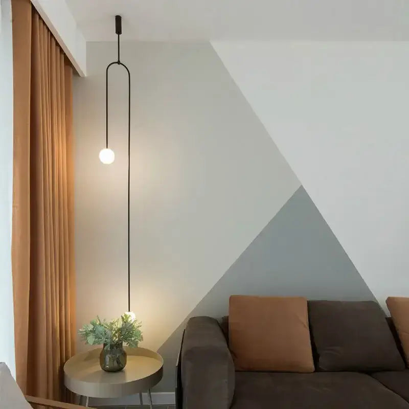 Minimalist black bronze glass ball pendant light for living room