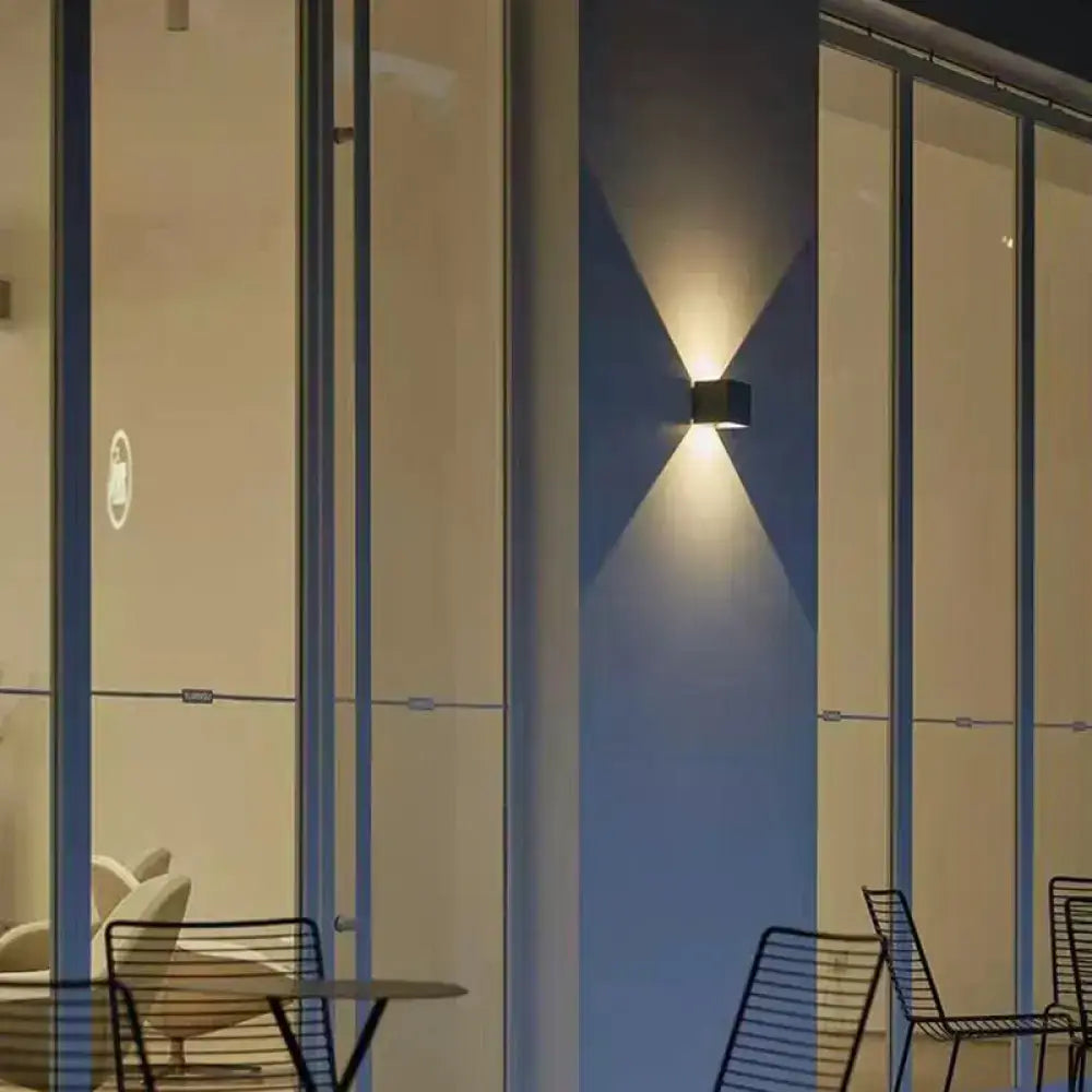 Minimalist black cement led wall lamp living room square light