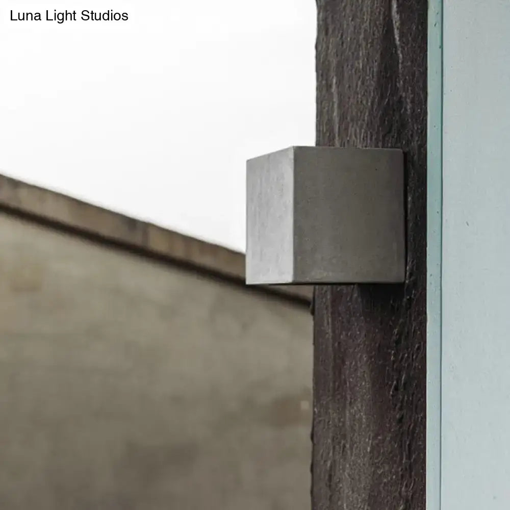 Minimalist black cement led wall lamp living room square light