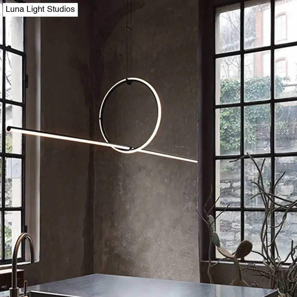 Minimalist black contemporary metal led pendant light for office
