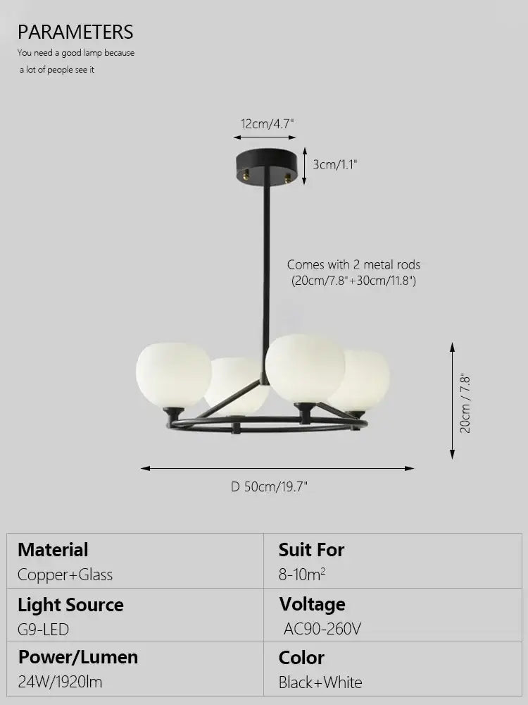 Minimalist black decorbites copper glass chandelier dining room light