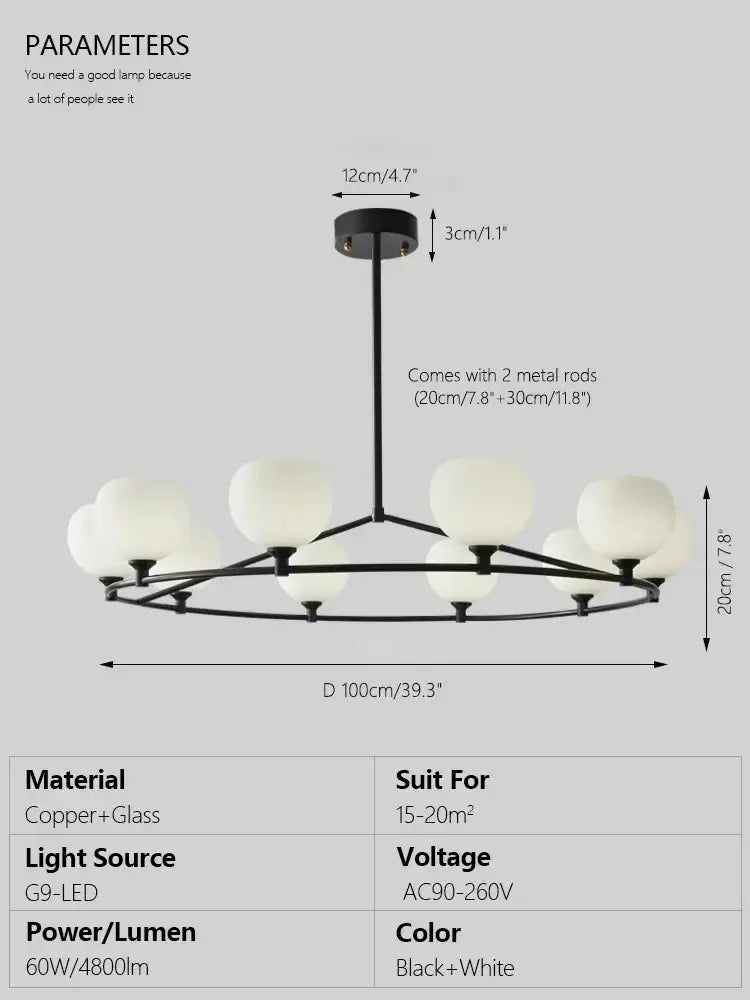 Minimalist black decorbites copper glass chandelier dining room light