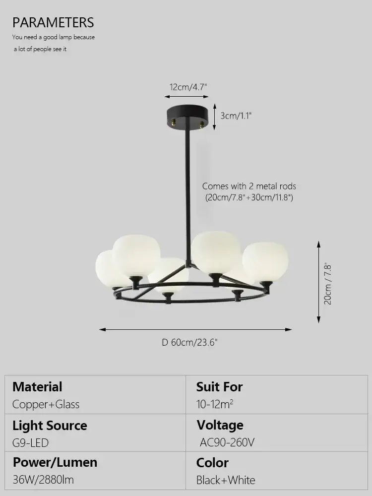 Minimalist black decorbites copper glass chandelier dining room light