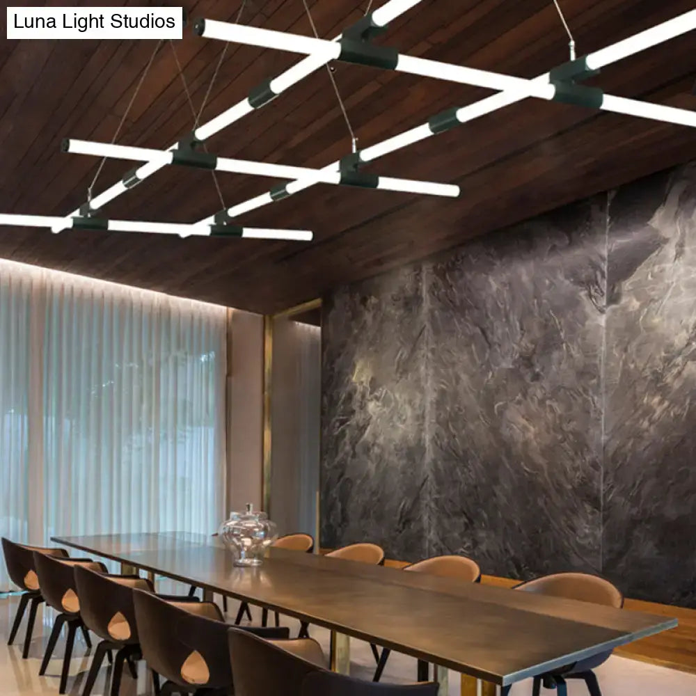 DecorBites™ Minimalist Glass Tube Pendant Lamp with Frosted White Shade and Black LED for Offices