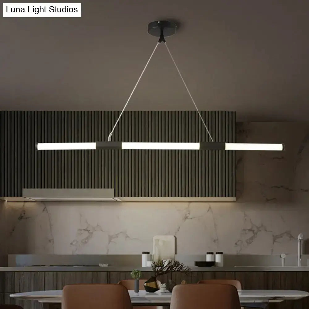DecorBites™ Minimalist Glass Tube Pendant Lamp with Frosted White Shade and Black LED for Offices
