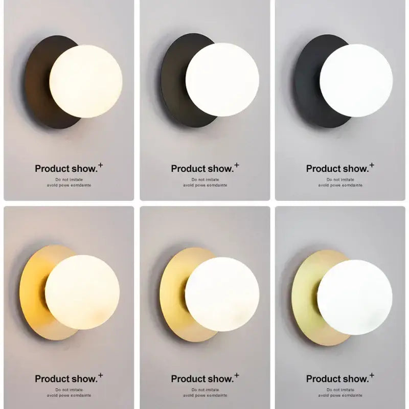 Minimalist black & gold led wall sconce bedroom glass globe light