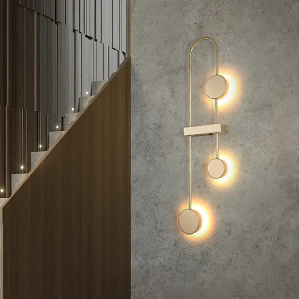 Minimalist black & gold metal led wall sconce bedroom light