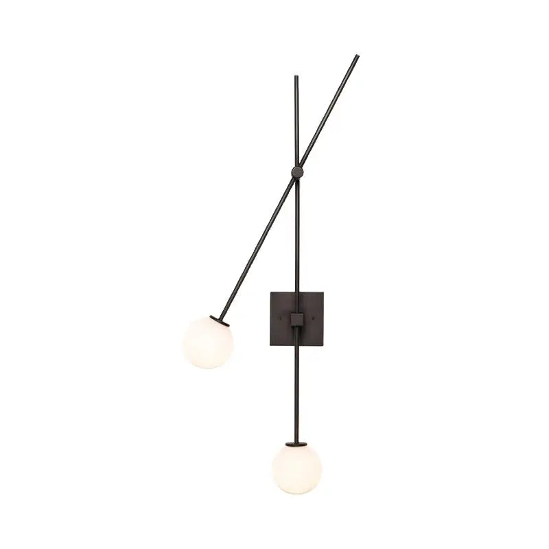 Minimalist black & gold opal glass bubble light fixture bedroom sconce