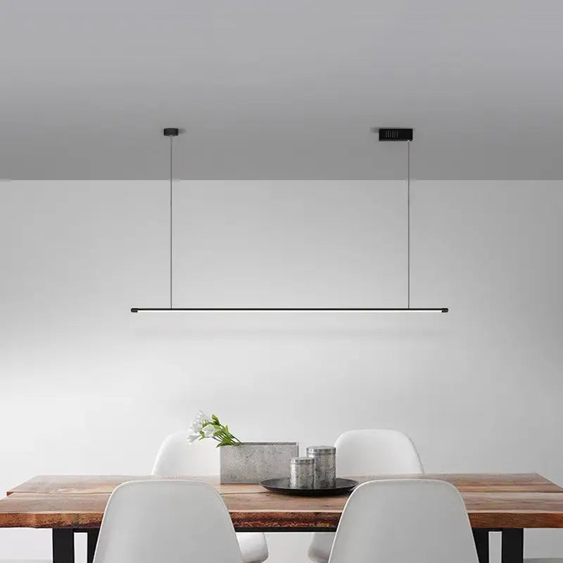 Minimalist black led pendant lamp – kitchen island horizontal light