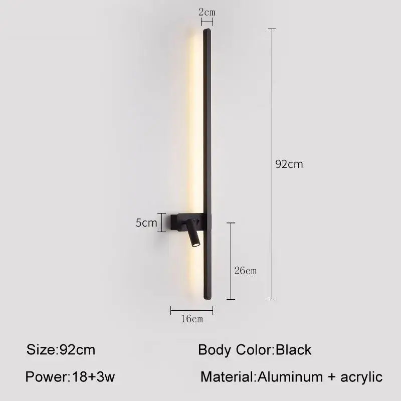 Minimalist black led wall sconce living room adjustable light