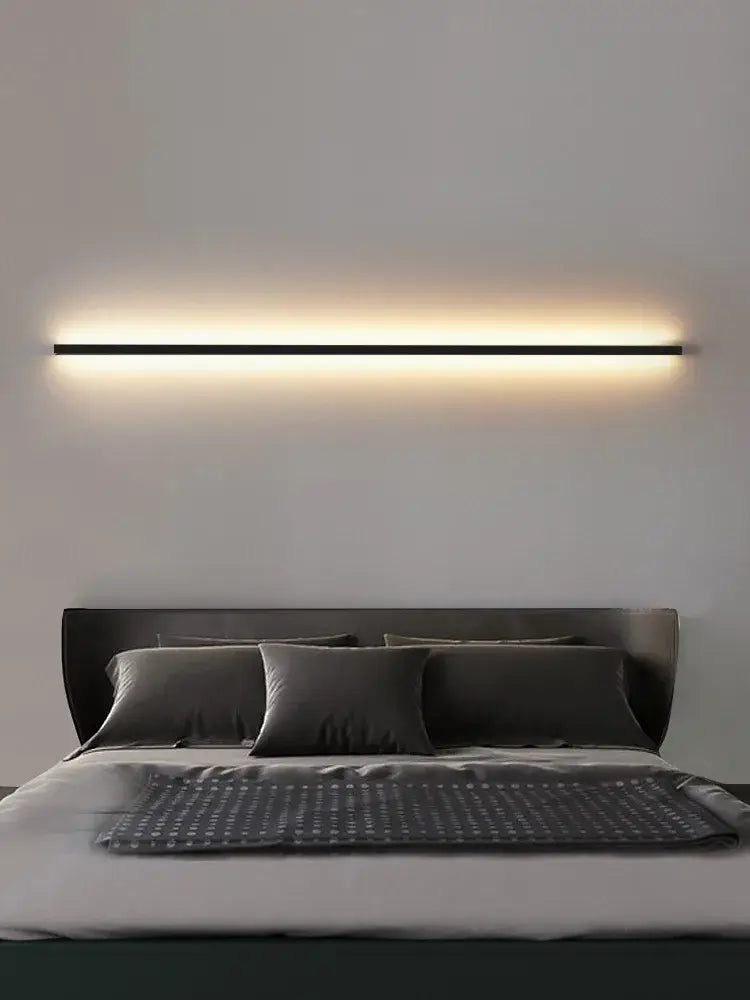 DecorBites™ Bedroom Wall Lamp: Nordic Strip Light, Minimalist Design, Black Background, Decorative Luminaires