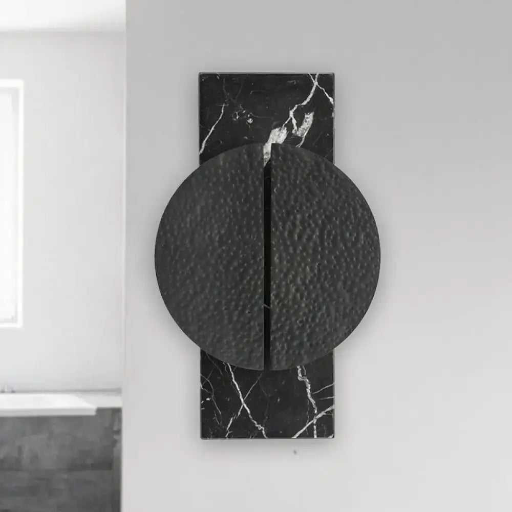 Minimalist black marble wall lamp – living space led circle sconce