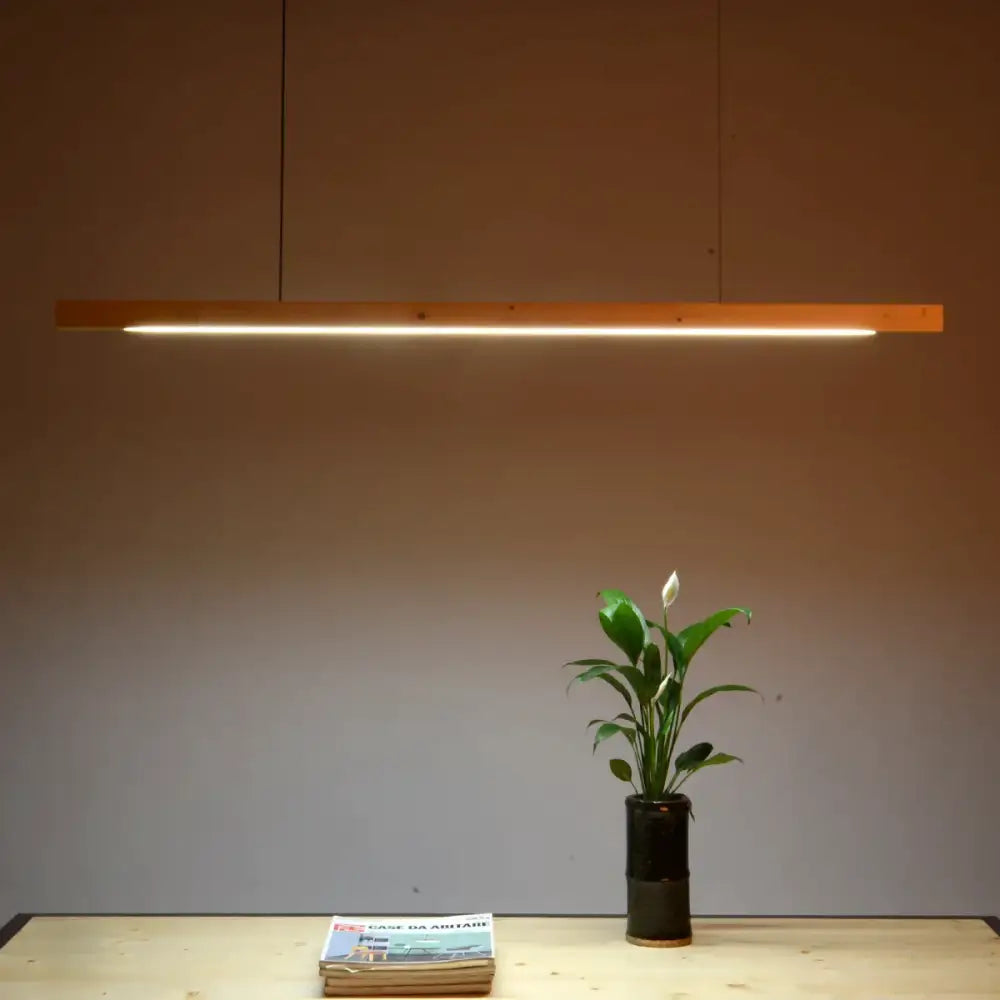 Minimalist black walnut log strip pendant light for dining room