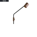 Minimalist black walnut swing arm wall lamp for bedroom decor