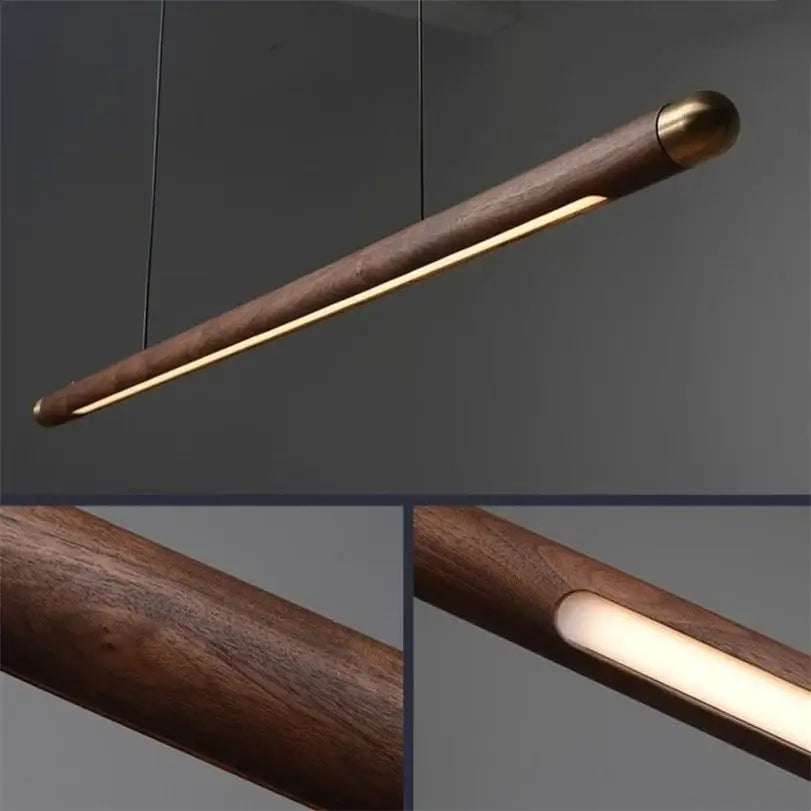 Minimalist black walnut wood pendant light for dining room