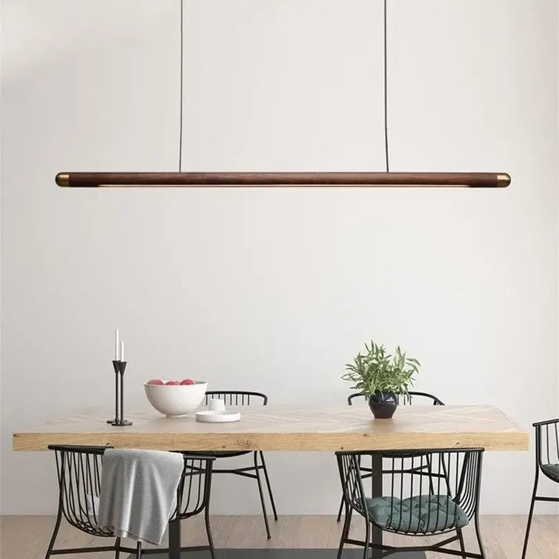 Minimalist black walnut wood pendant light for dining room