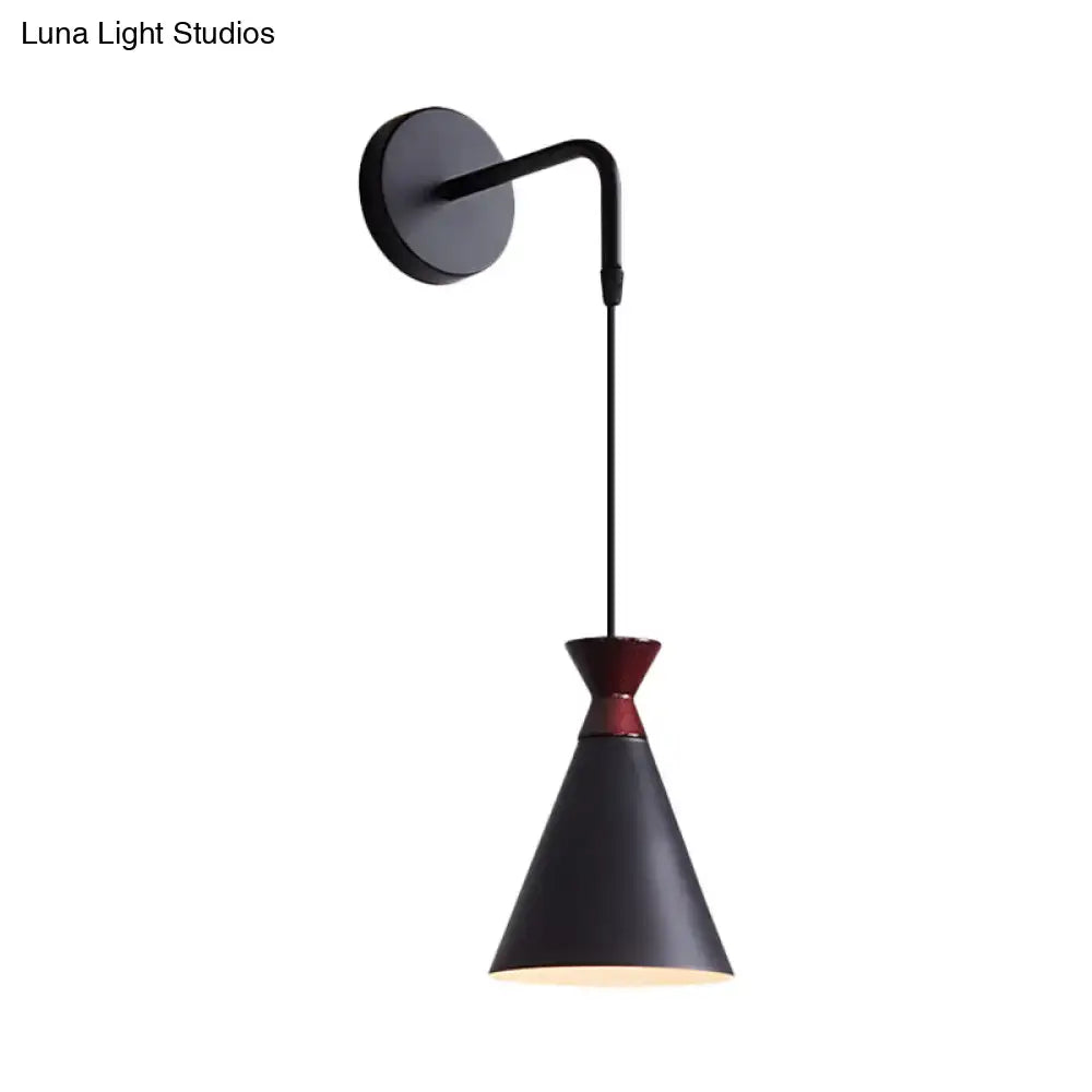 Minimalist black & white conical wall light – bedroom iron wall sconce