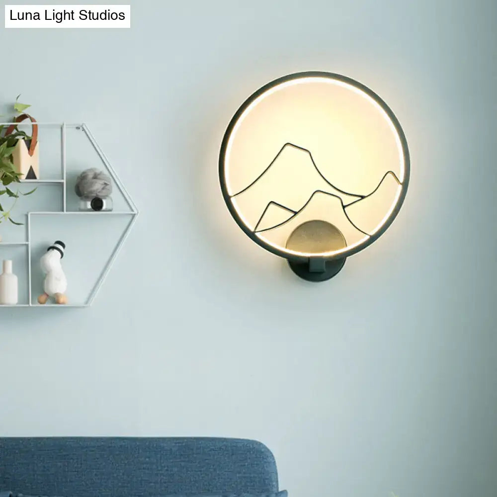 DecorBites™ Minimalist Acrylic Ring Wall Lamp with LED, White/Black Mountain Shade