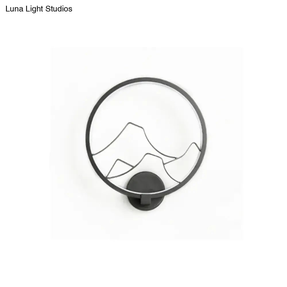 DecorBites™ Minimalist Acrylic Ring Wall Lamp with LED, White/Black Mountain Shade