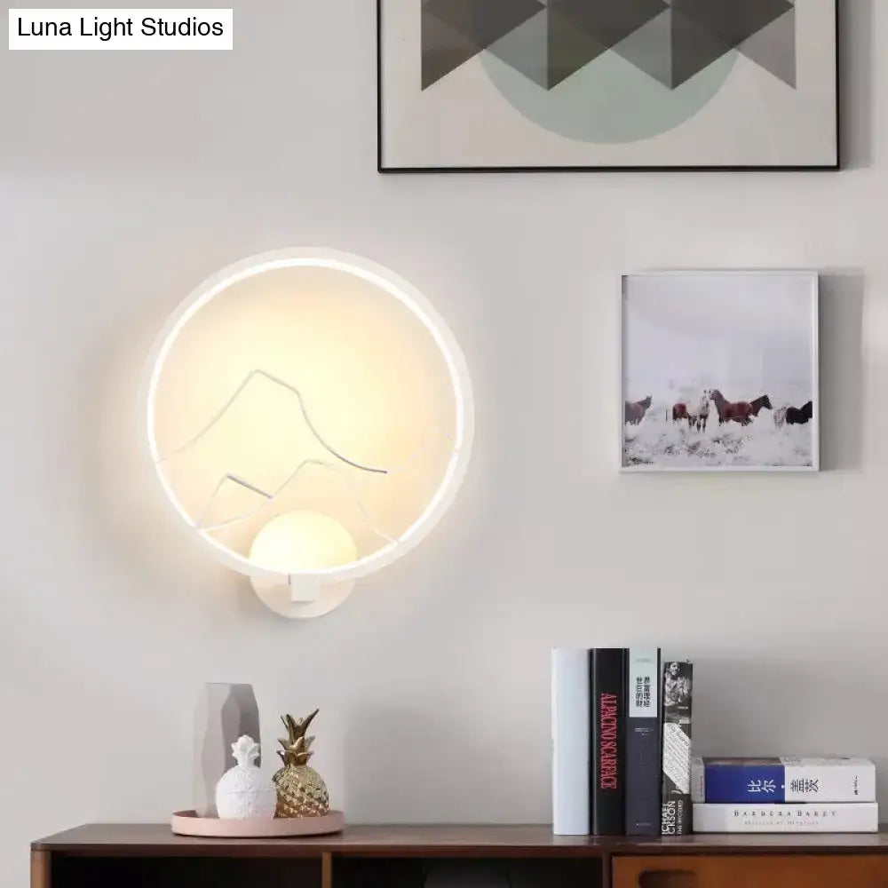 DecorBites™ Minimalist Acrylic Ring Wall Lamp with LED, White/Black Mountain Shade