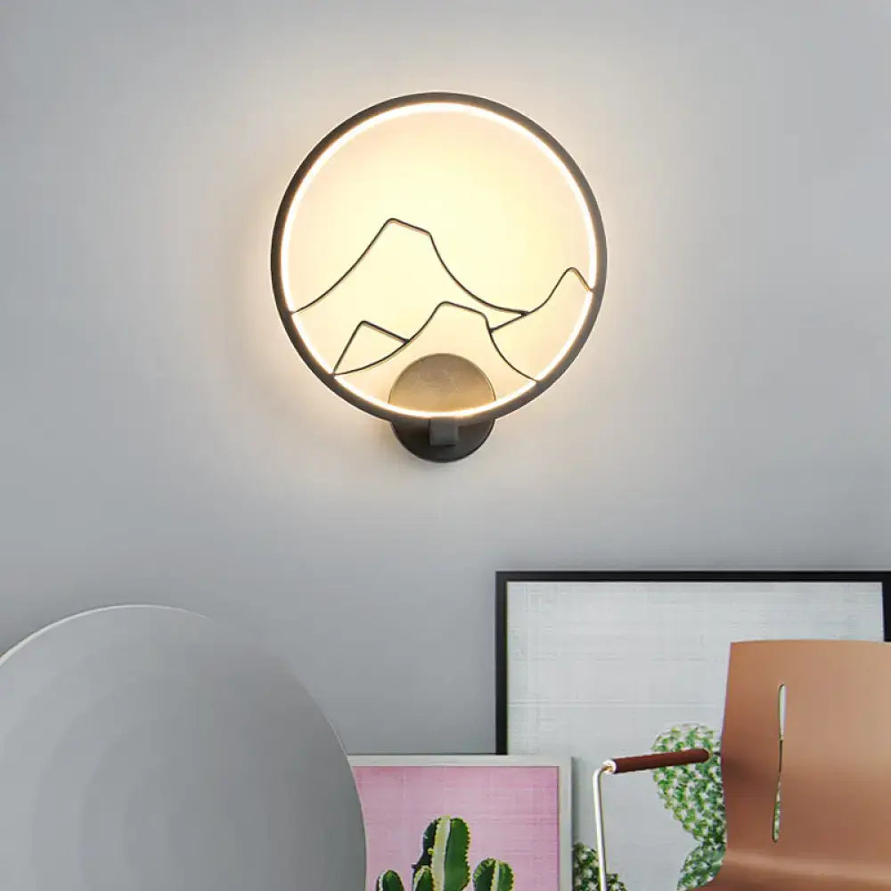 DecorBites™ Minimalist Acrylic Ring Wall Lamp with LED, White/Black Mountain Shade