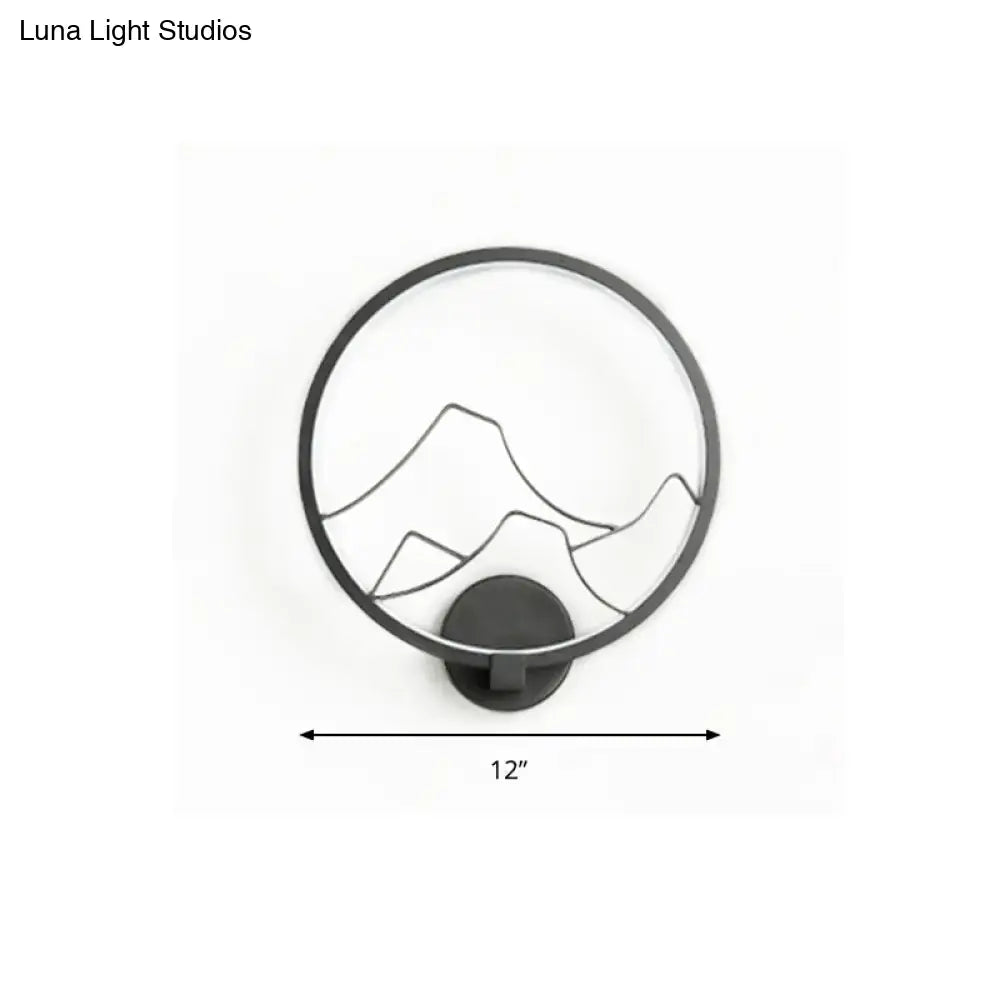 DecorBites™ Minimalist Acrylic Ring Wall Lamp with LED, White/Black Mountain Shade