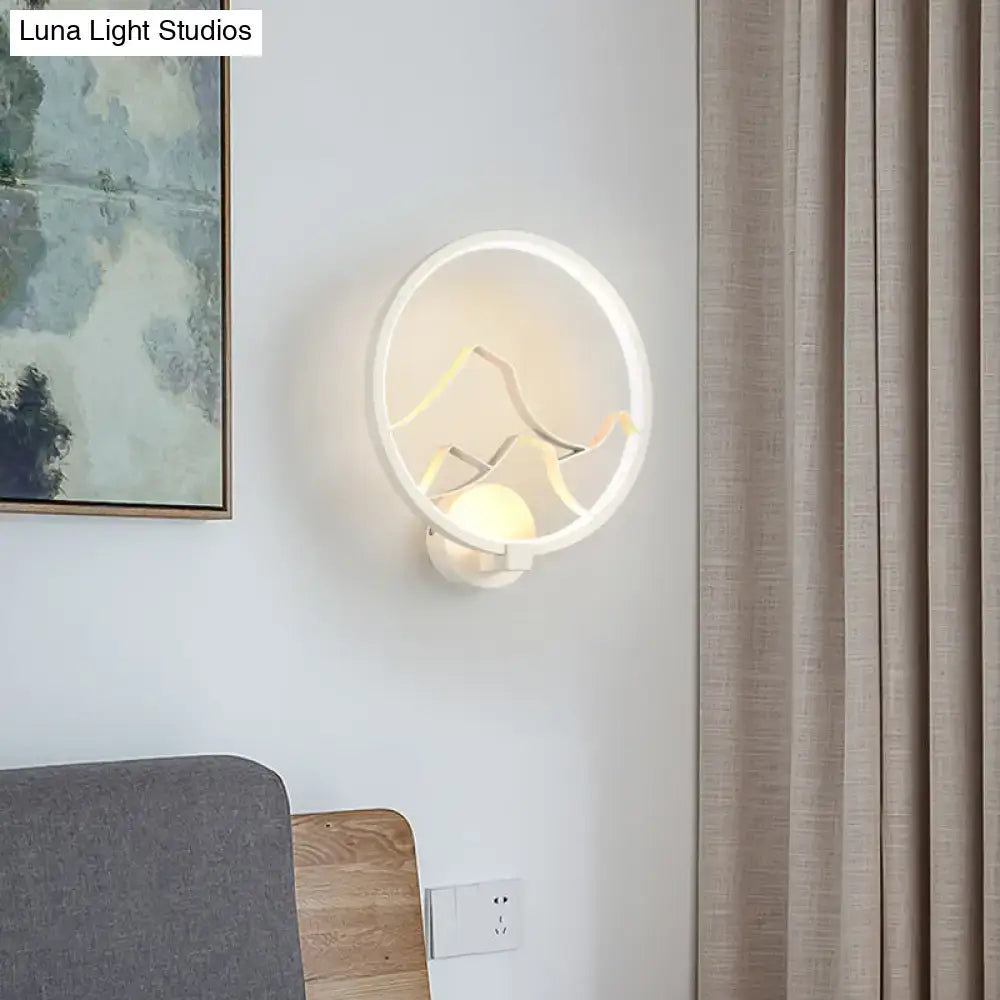 DecorBites™ Minimalist Acrylic Ring Wall Lamp with LED, White/Black Mountain Shade