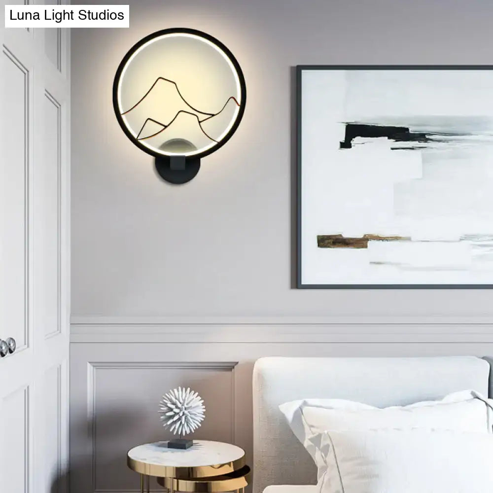 DecorBites™ Minimalist Acrylic Ring Wall Lamp with LED, White/Black Mountain Shade