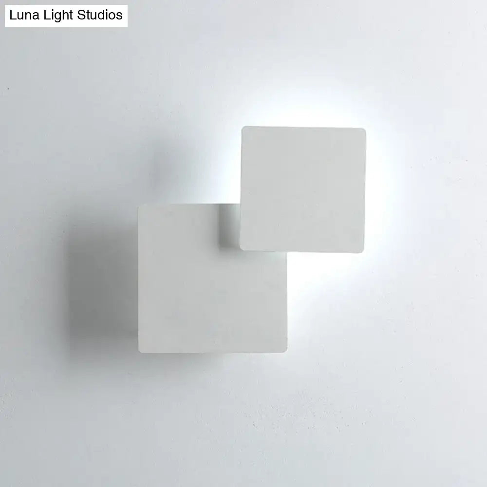 Minimalist black & white square wall lamp bedroom smd light source