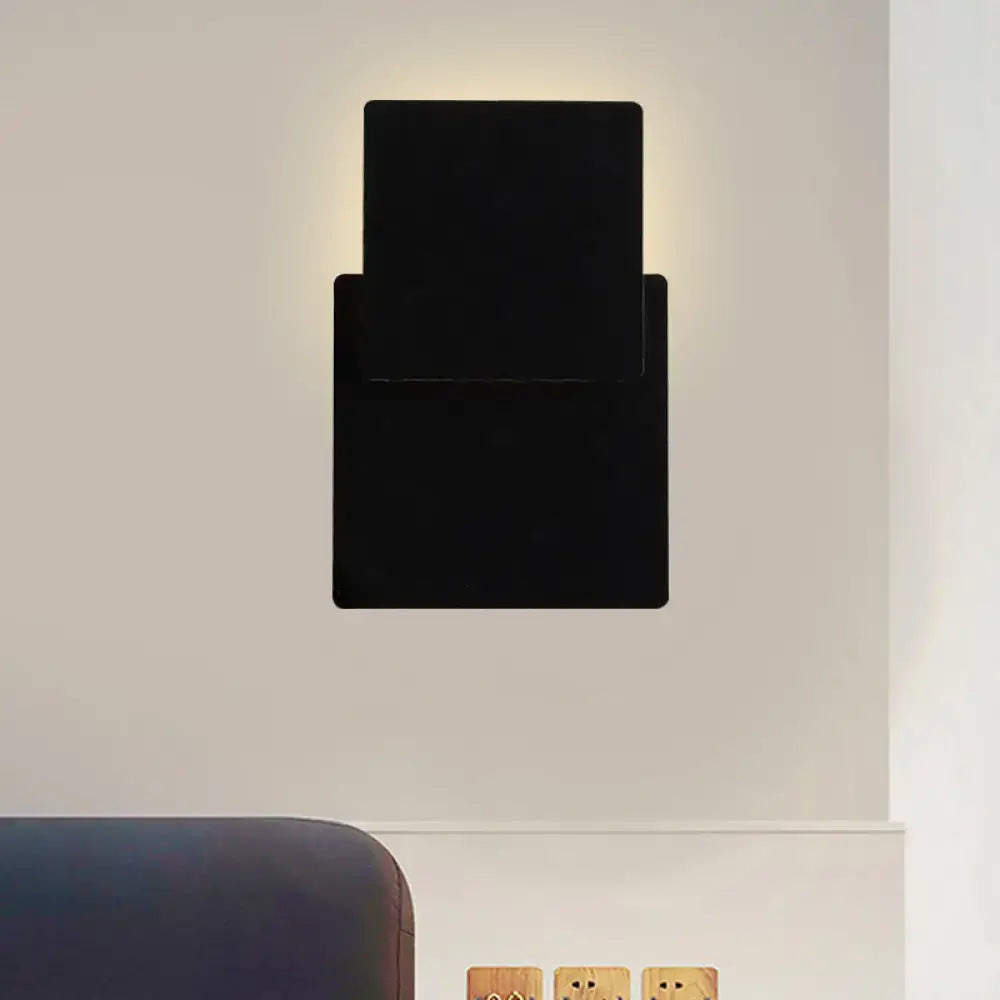 Minimalist black & white square wall lamp bedroom smd light source