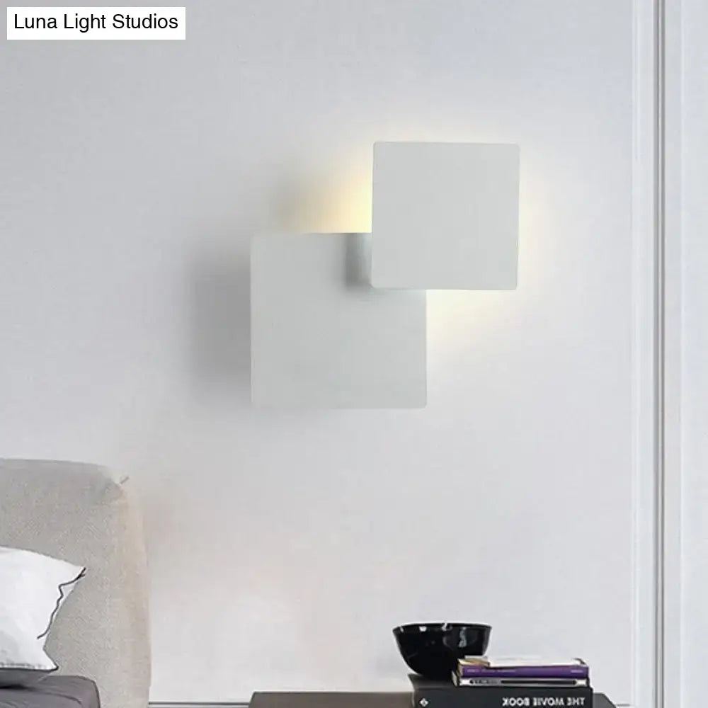 Minimalist black & white square wall lamp bedroom smd light source