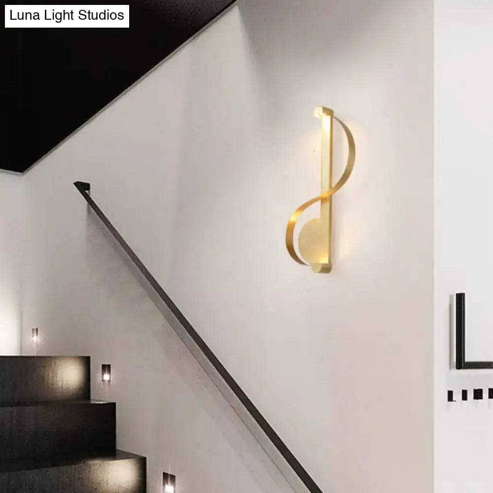 Minimalist brass curve led wall mount light for living room