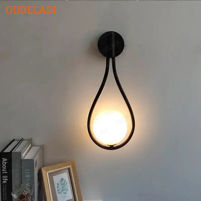 Minimalist brass glass ball wall sconce living room light