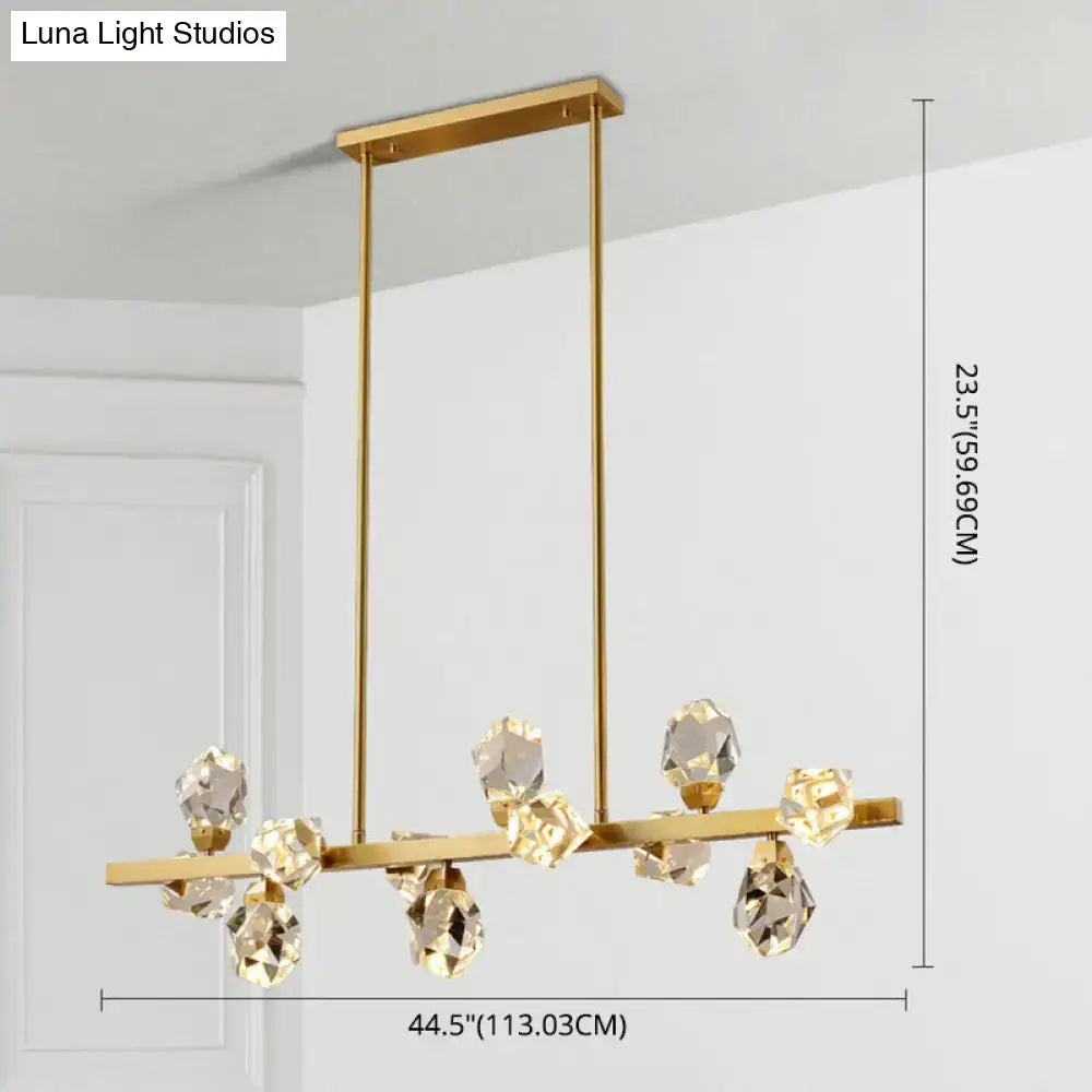 Minimalist brass led gemstone dining room ceiling light