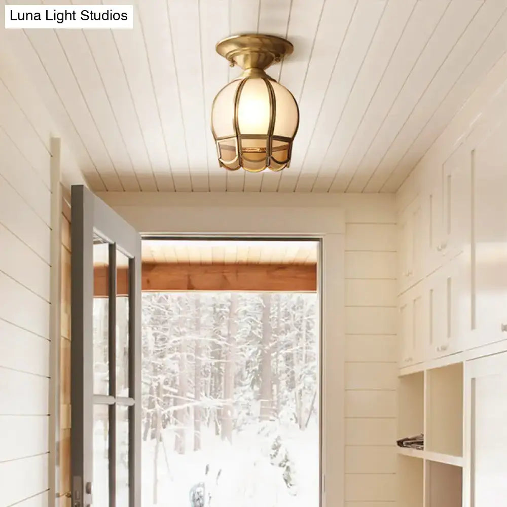 DecorBites™ Minimalist Brass Semi Flush Mount with Scalloped Metal - Single-Bulb Flush Mount Lighting