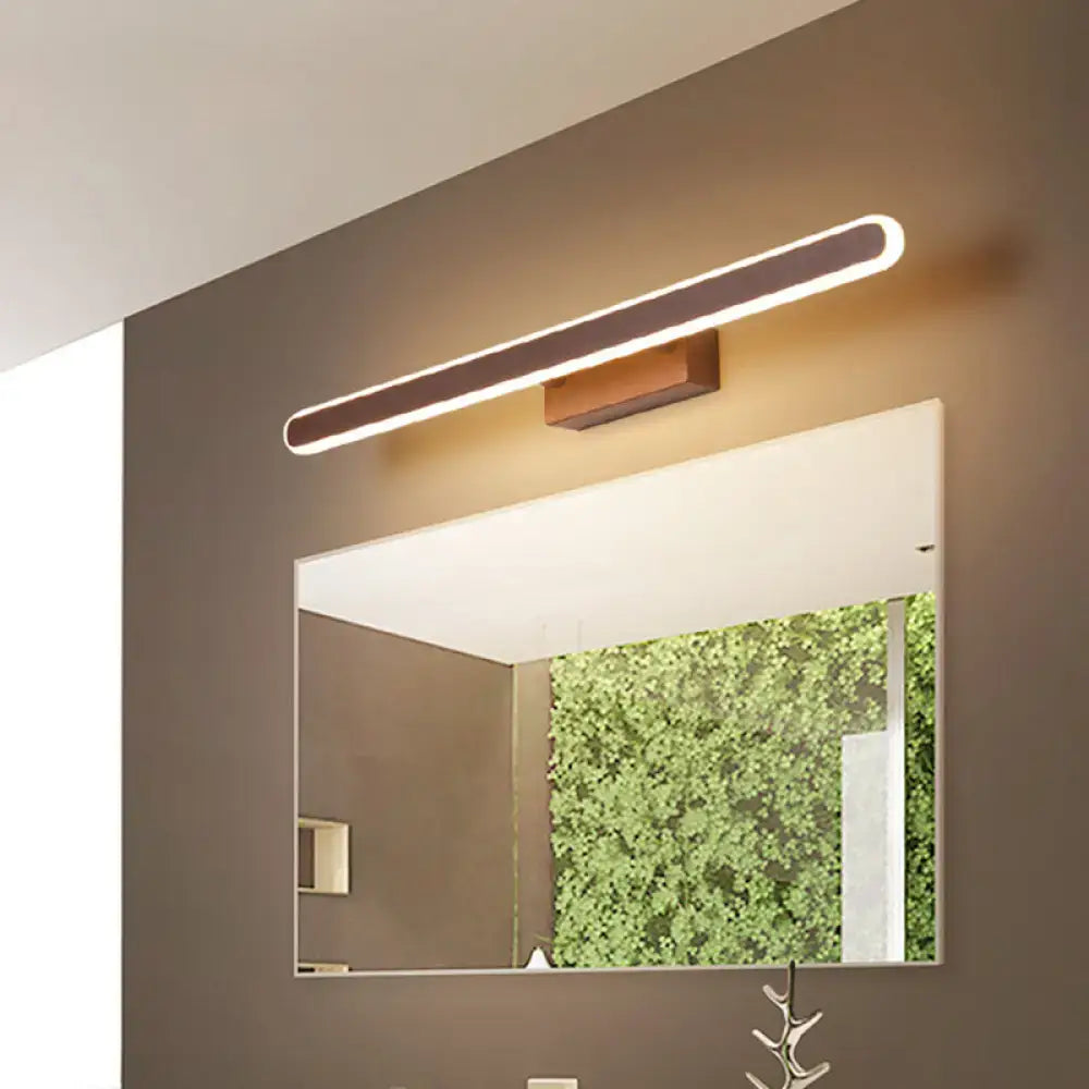 DecorBites™ Minimalist Iron Sconce: 16"/23.5"/31.5" LED Vanity Wall Light, Brown Finish - Warm/White Light, Ideal for Bathrooms