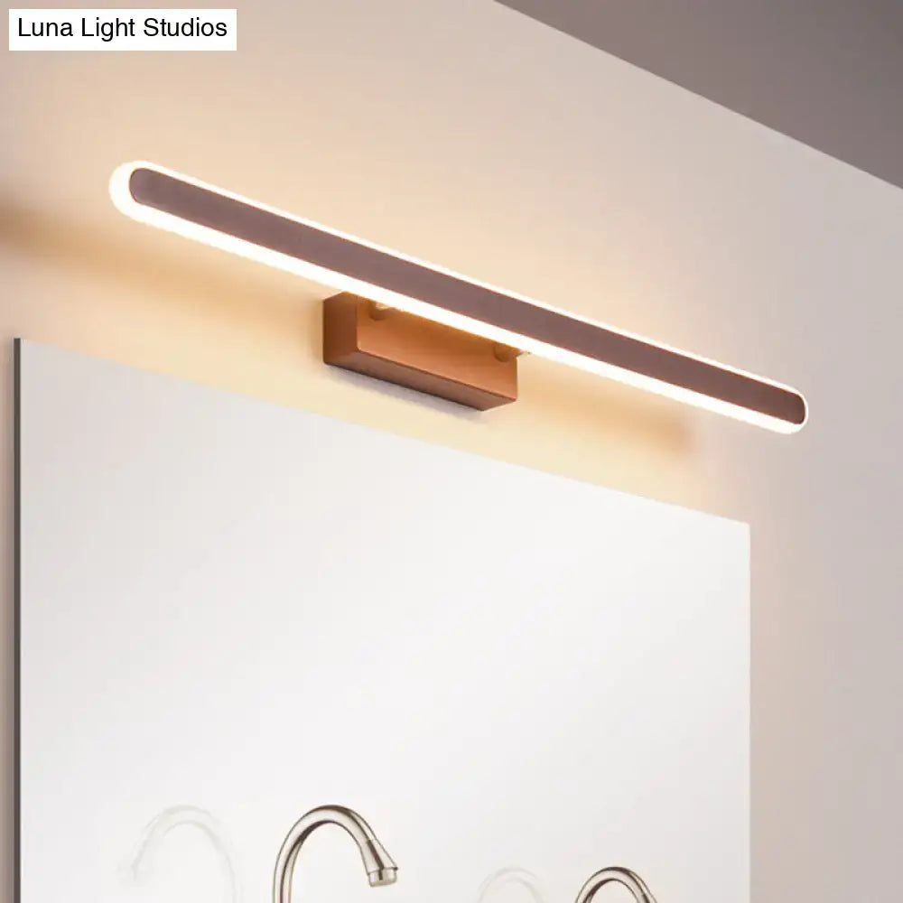 DecorBites™ Minimalist Iron Sconce: 16"/23.5"/31.5" LED Vanity Wall Light, Brown Finish - Warm/White Light, Ideal for Bathrooms