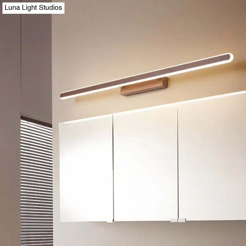 DecorBites™ Minimalist Iron Sconce: 16"/23.5"/31.5" LED Vanity Wall Light, Brown Finish - Warm/White Light, Ideal for Bathrooms