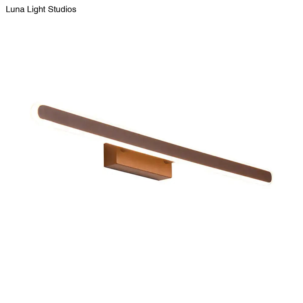 DecorBites™ Minimalist Iron Sconce: 16"/23.5"/31.5" LED Vanity Wall Light, Brown Finish - Warm/White Light, Ideal for Bathrooms