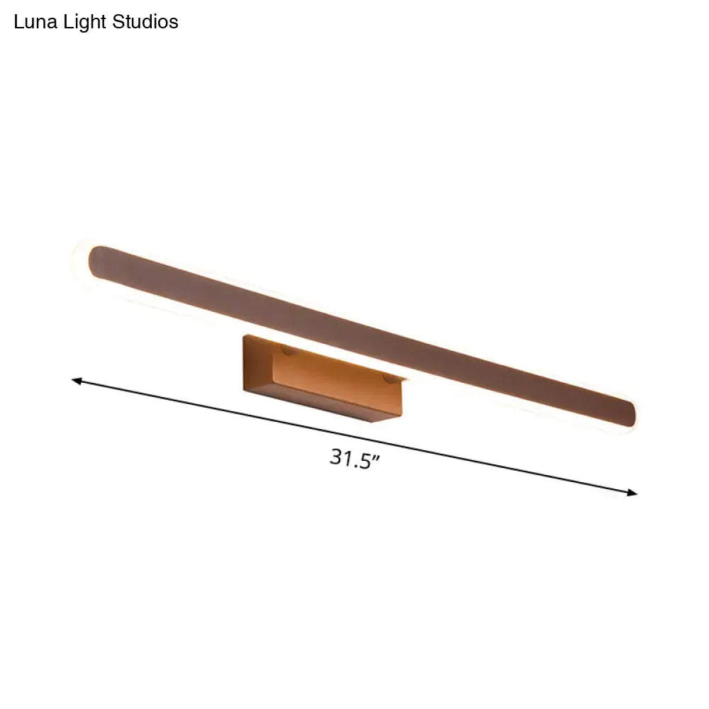 DecorBites™ Minimalist Iron Sconce: 16"/23.5"/31.5" LED Vanity Wall Light, Brown Finish - Warm/White Light, Ideal for Bathrooms
